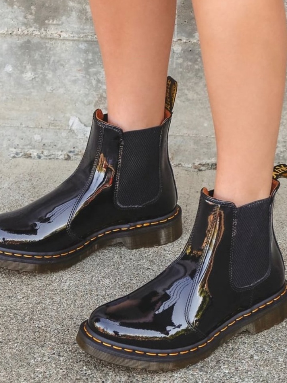 Dr Martens Womens Size 8 2976 Black Patent leather Lamper Chelsea Boots Shoes‎